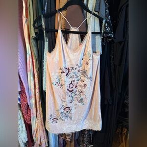 Chelsea and Violet Velvet Embroidered Mini Slip Dress